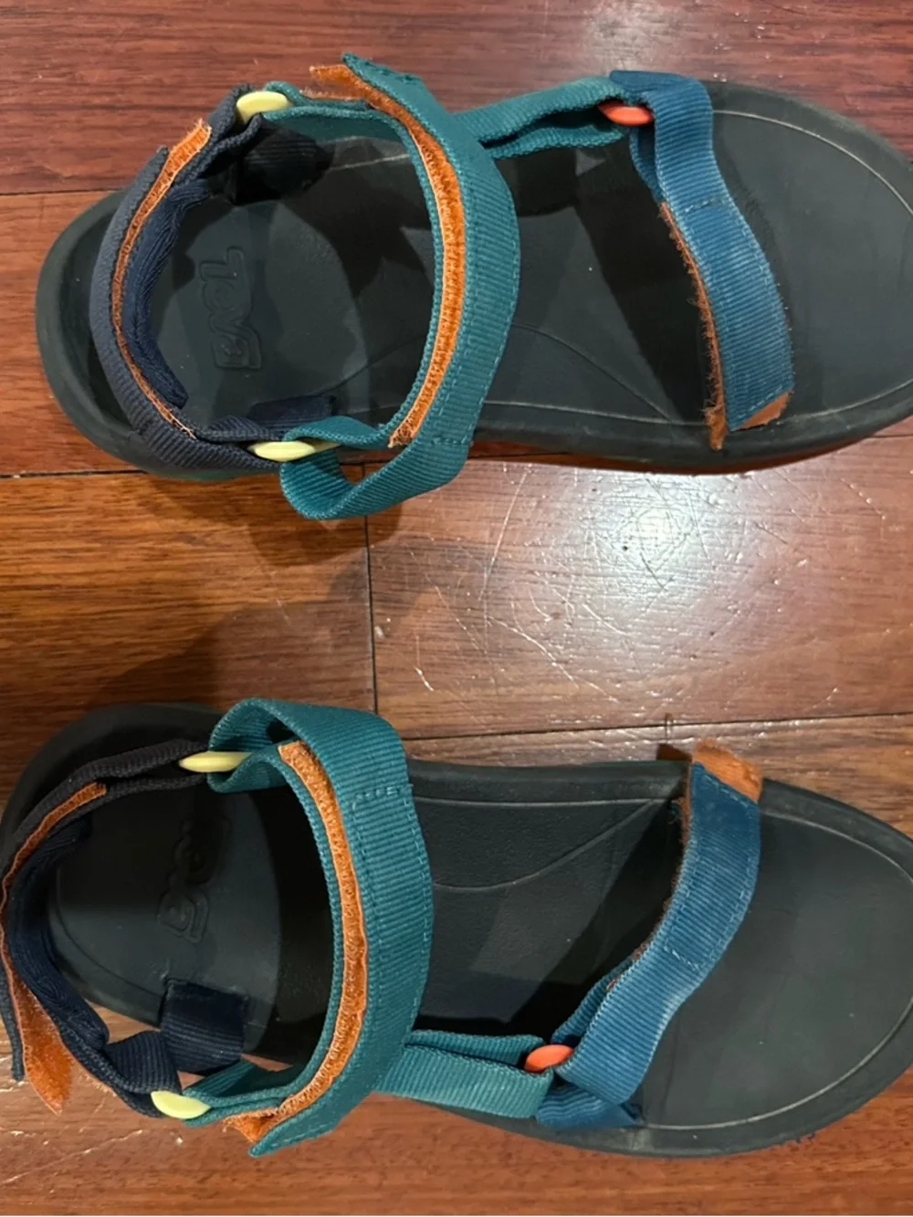 Kids Teva Teal and Orange Adjustable Outdoor Sandals